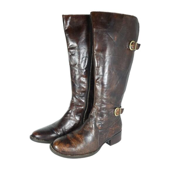 Born Women's Gibb US9M Distress Brown Leather Wide Calf Riding Equestrian Boots - Picture 1 of 16